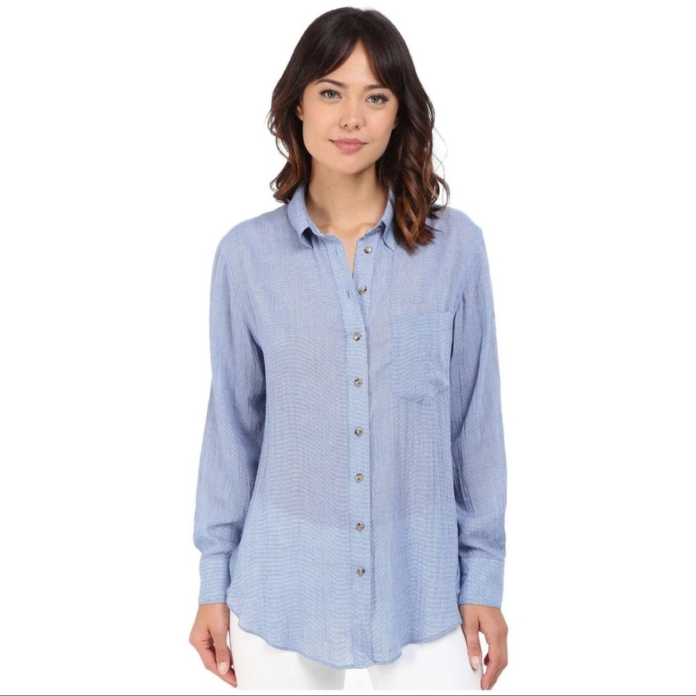 Free People That’s A Wrap Shirts Blue Size S